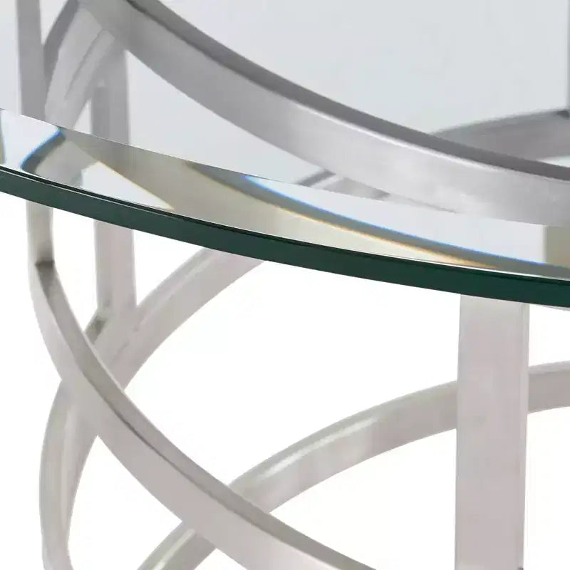 Mesa de comedor redonda de vidrio, mesa de comedor moderna para cocina, superficie de vidrio lisa y base estable