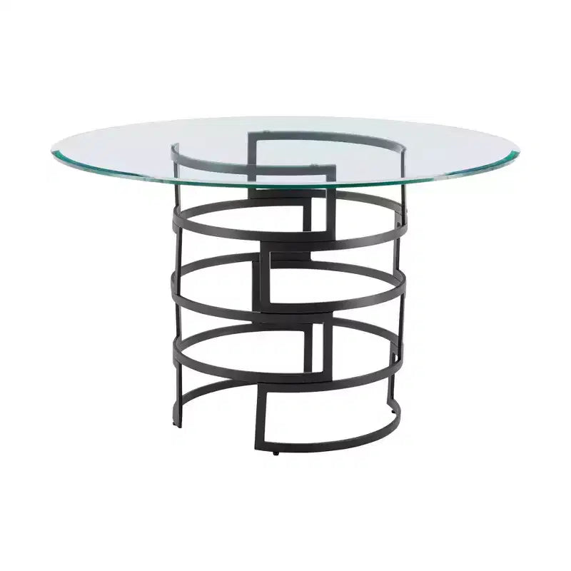Mesa de comedor redonda de vidrio, mesa de comedor moderna para cocina, superficie de vidrio lisa y base estable