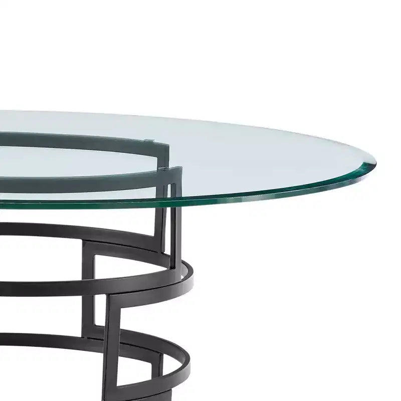 Mesa de comedor redonda de vidrio, mesa de comedor moderna para cocina, superficie de vidrio lisa y base estable