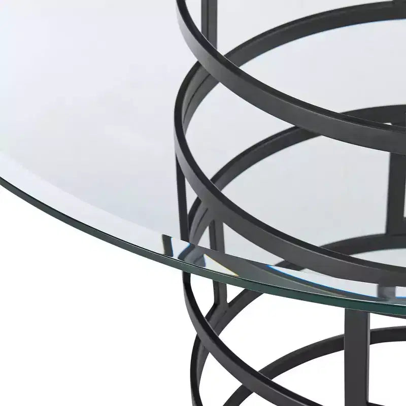 Mesa de comedor redonda de vidrio, mesa de comedor moderna para cocina, superficie de vidrio lisa y base estable