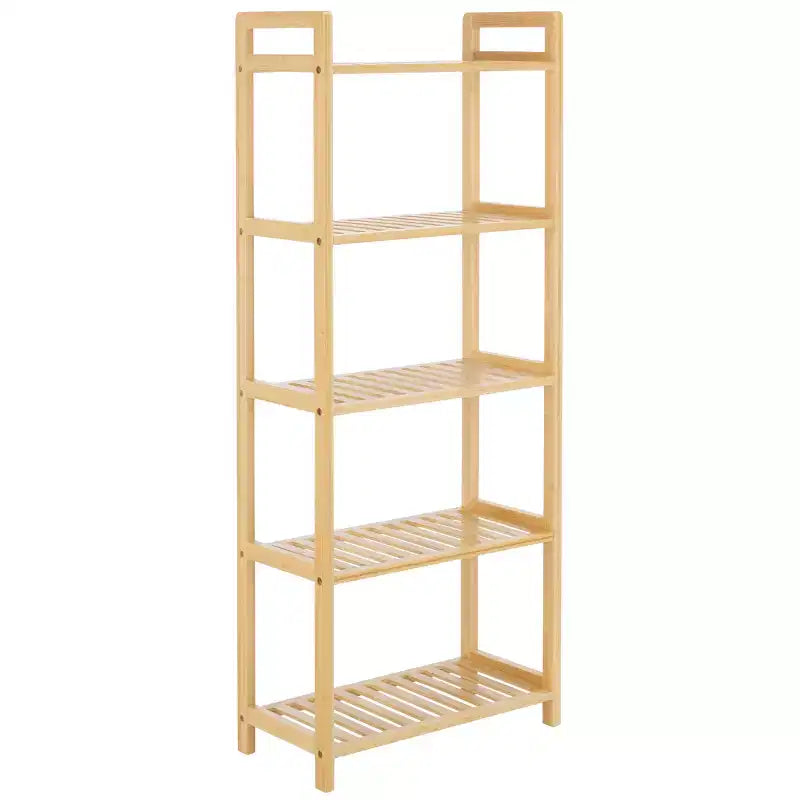 Étagère naturelle à 5 niveaux, meuble de présentation polyvalent, montage facile et style rustique