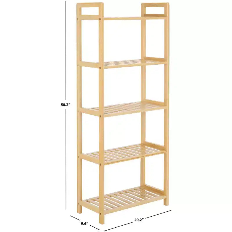 Estantería natural de 5 niveles, estantería multiusos para exhibición, fácil montaje y estilo rústico para el hogar