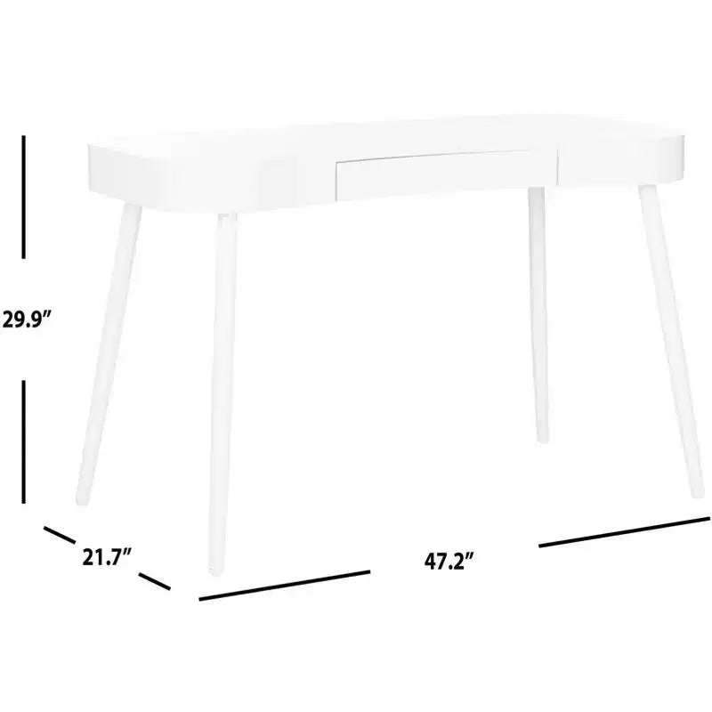 Weißer Schreibtisch, moderner Schreibtisch fürs Homeoffice, großzügige Arbeitsfläche und platzsparendes Design