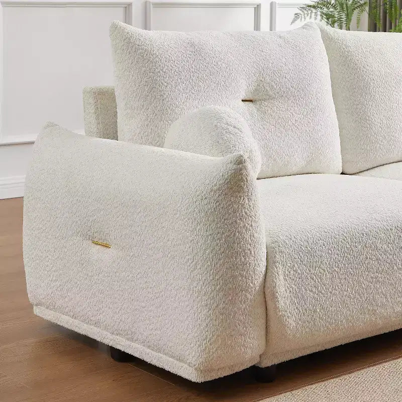 90'' breites Zweisitzersofa aus Kunstlammwolle, bequemes Sofa mit 2 Kugelkissen