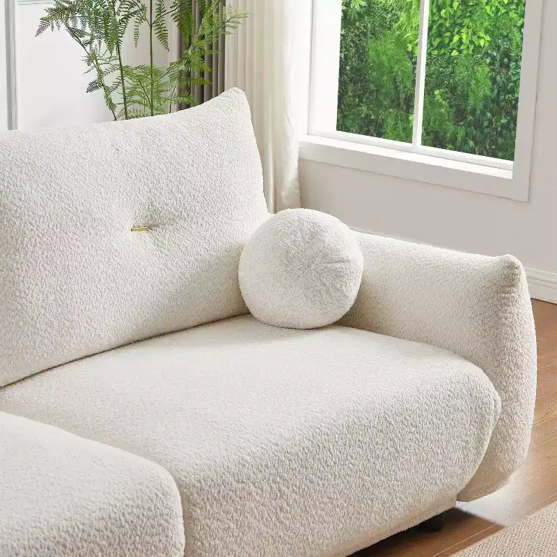 90'' breites Zweisitzersofa aus Kunstlammwolle, bequemes Sofa mit 2 Kugelkissen