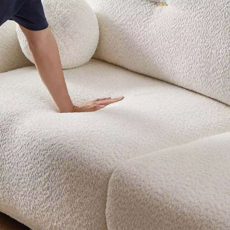 90'' breites Zweisitzersofa aus Kunstlammwolle, bequemes Sofa mit 2 Kugelkissen