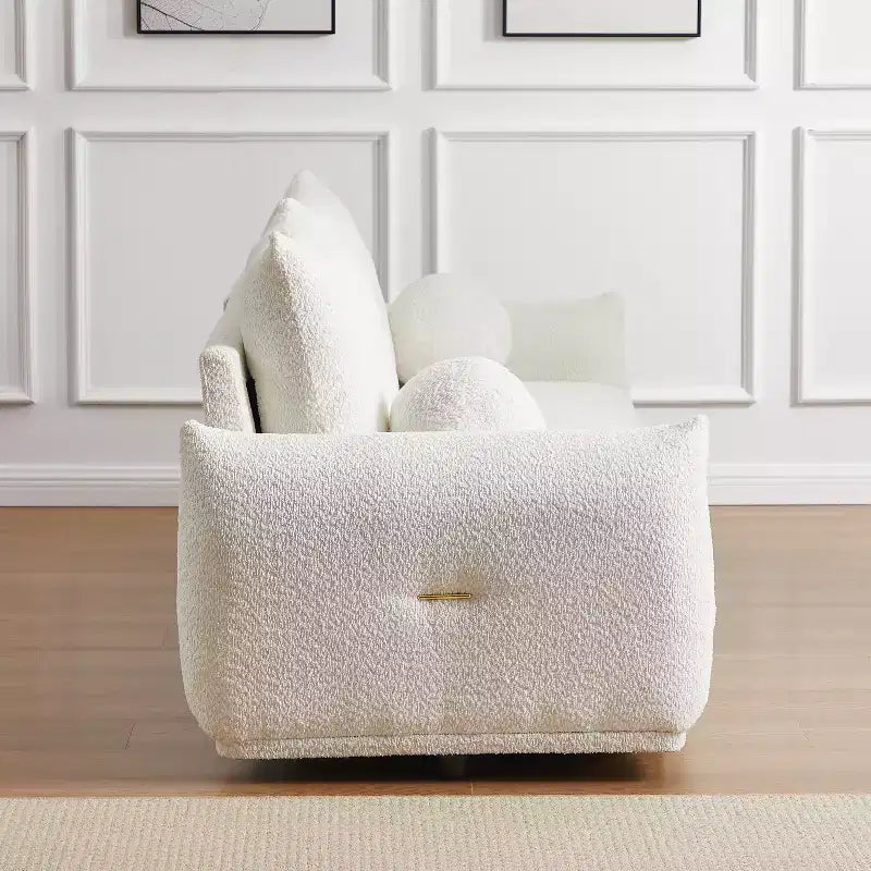 90'' breites Zweisitzersofa aus Kunstlammwolle, bequemes Sofa mit 2 Kugelkissen
