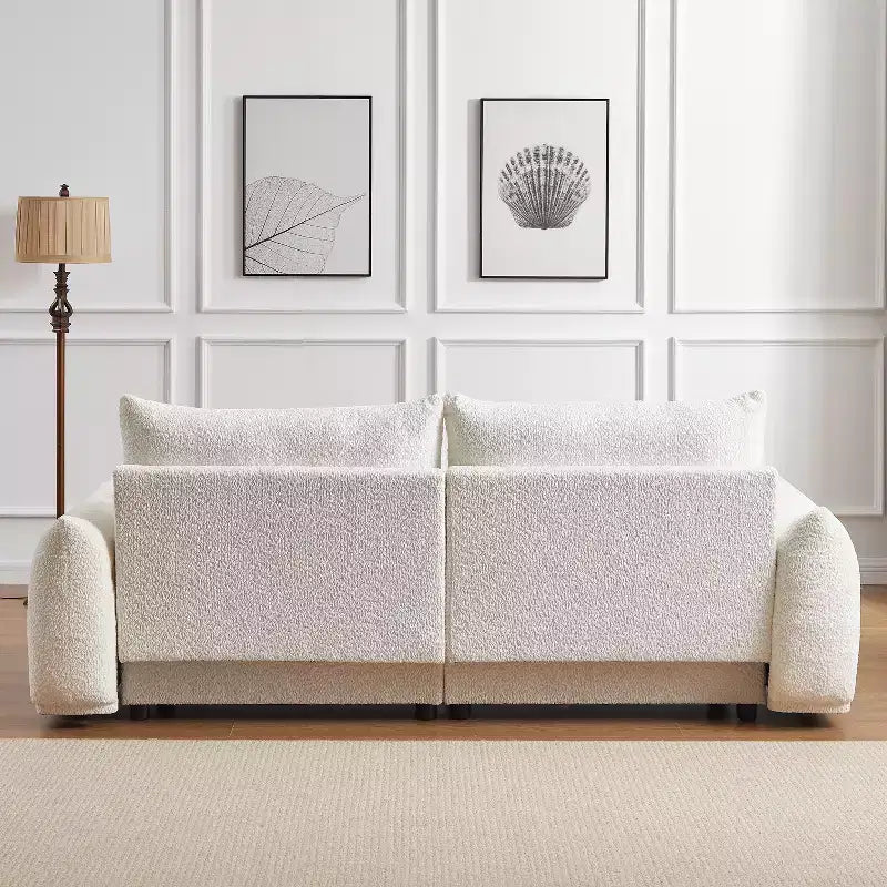 90'' breites Zweisitzersofa aus Kunstlammwolle, bequemes Sofa mit 2 Kugelkissen